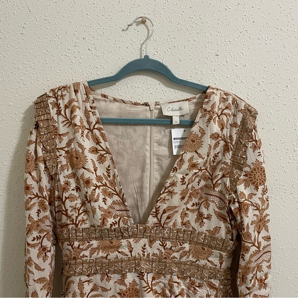 Cleobella Victoria Mini Dress NWT V Neck Tan Wrap Dress - Picture 3 of 15